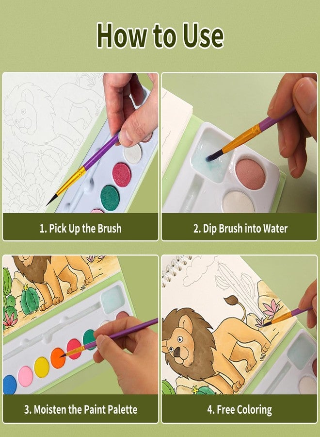 Cavnewt Watercolor Coloring Books for Kids Ages 4-8, Mess Free Watercolor Painting Book, Paint with Water Books for Toddlers, Travel Activities Arts Party Favors Birthday Gifts for Kids Girls & Boys - Image 5